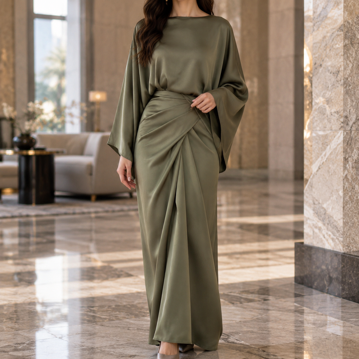Women's Cecily-Pearl Draped Maxi Dress product image | Invictora.com
