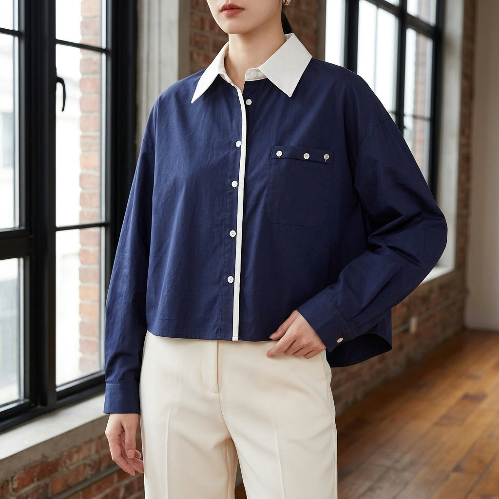 Women's Vivienne Contrast Collar Top | Invictora.com