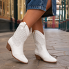 Women's Soriano Leather Cowboy Boots in White | Invictora.com
