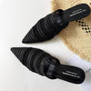 Women's Falcone Woven Mules in Black | Invictora.com