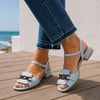 Women's Gherardi Block Heel Sandals in Light Blue | Invictora.com