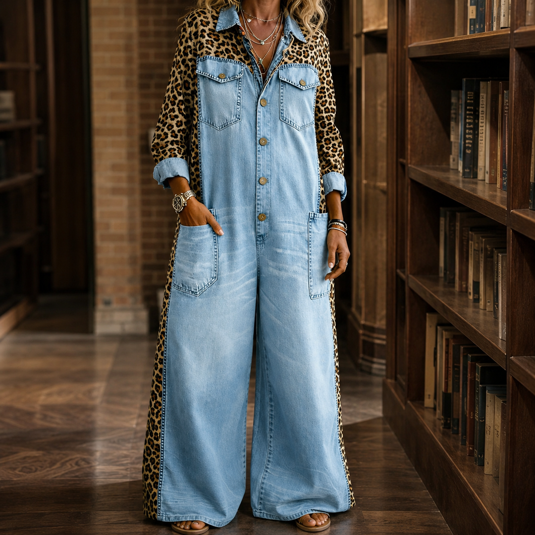 Women's Valeria-Kate Leopard Jumpsuit | Invictora.com