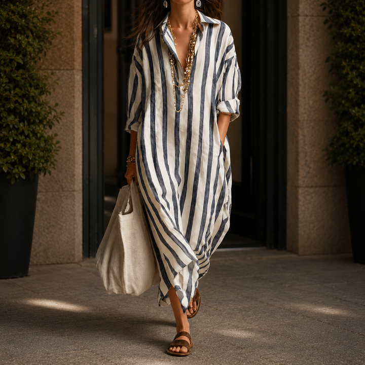 Women's Adele Striped Shirt Dress | Invictora.com