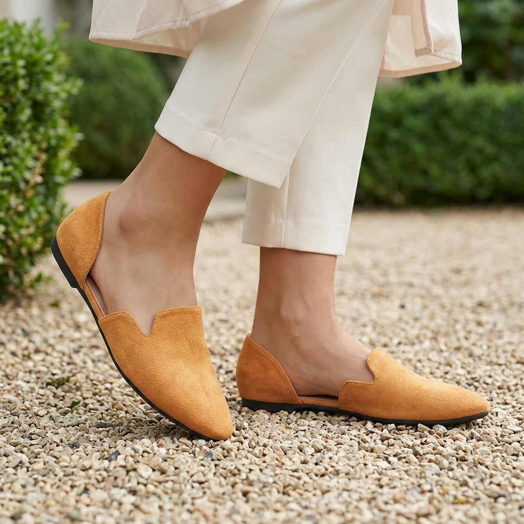 Women's Sienna D'Orsay Flats in Orange | Invictora.com