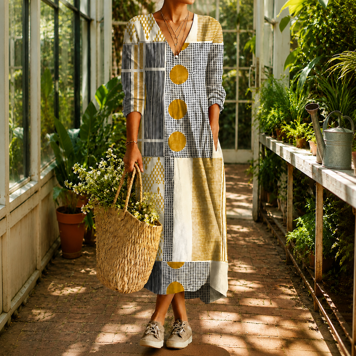 Women's Helena-Sage Patchwork Maxi Dress | Invictora.com