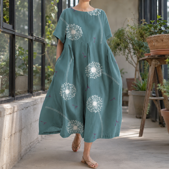 Women's Bernadette-Sage Dandelion Print Dress | Invictora.com