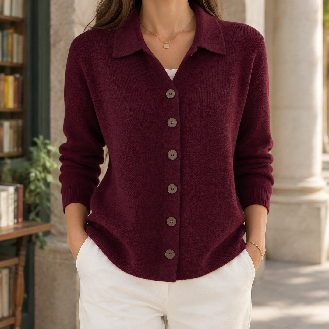 Women's April-Belle Collared Cardigan | Invictora.com