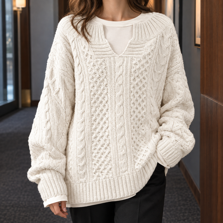 Women's Fernanda-Pearl Cable Sweater | Invictora.com