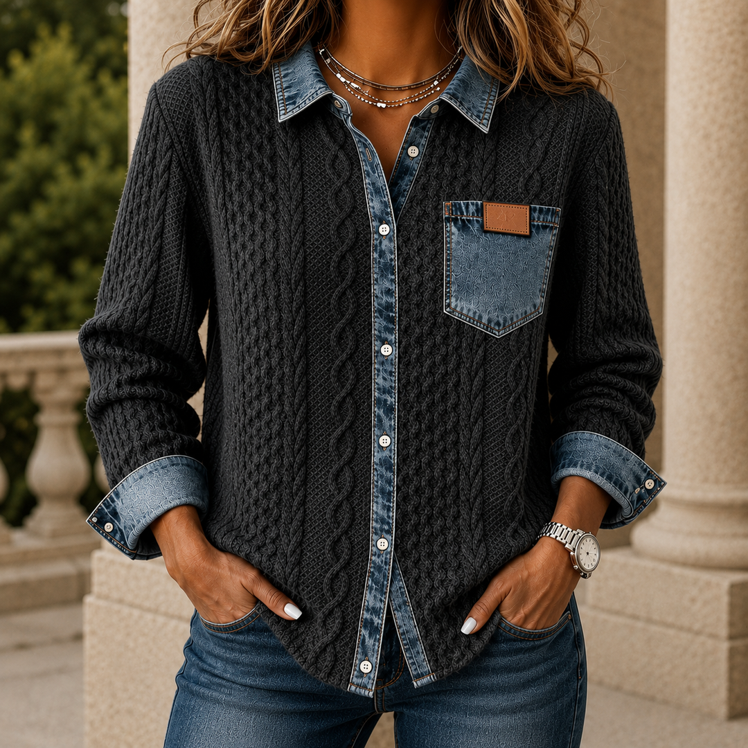 Women's Oriana Denim Trim Shirt | Invictora.com