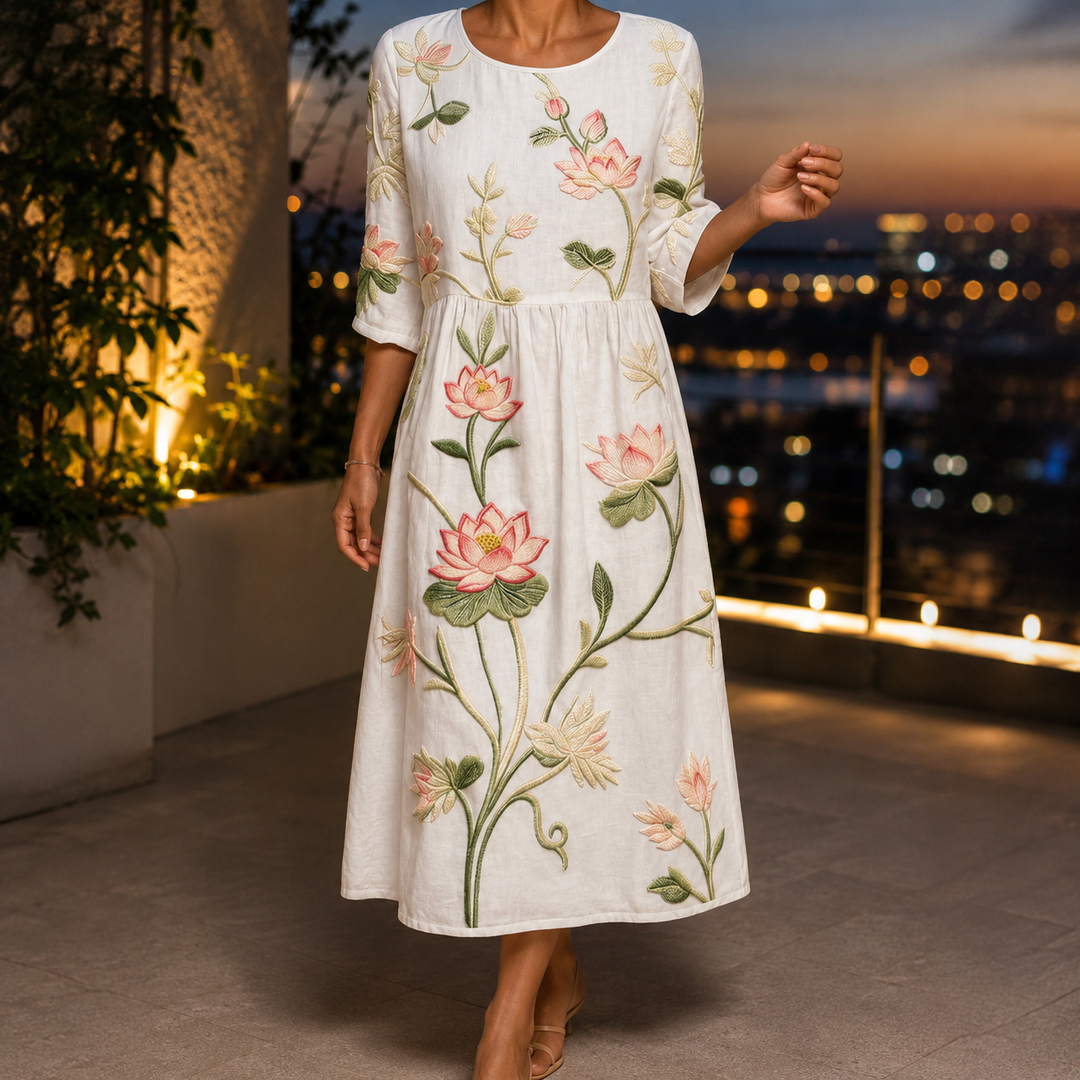 Women's Willa Embroidered Midi Dress | Invictora.com