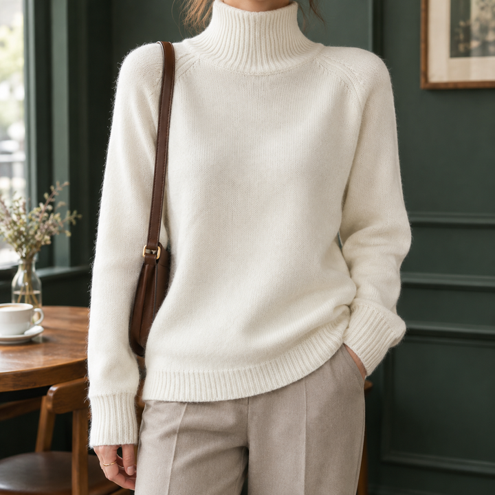 Women's Rosalind-Pearl Ribbed Turtleneck Sweater | Invictora.com