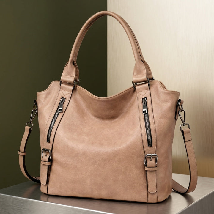 Women's Valencia Buckled Tote in Light Brown | Invictora.com