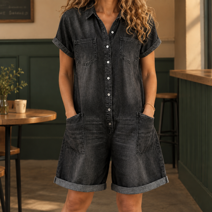 Women's Brigitta Denim Playsuit | Invictora.com