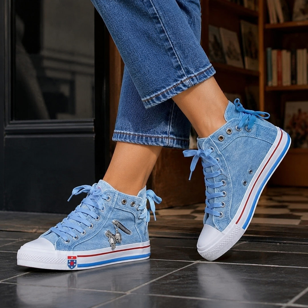 Women's Olivieri Orthopedic Sneakers in Denim Blue | Invictora.com