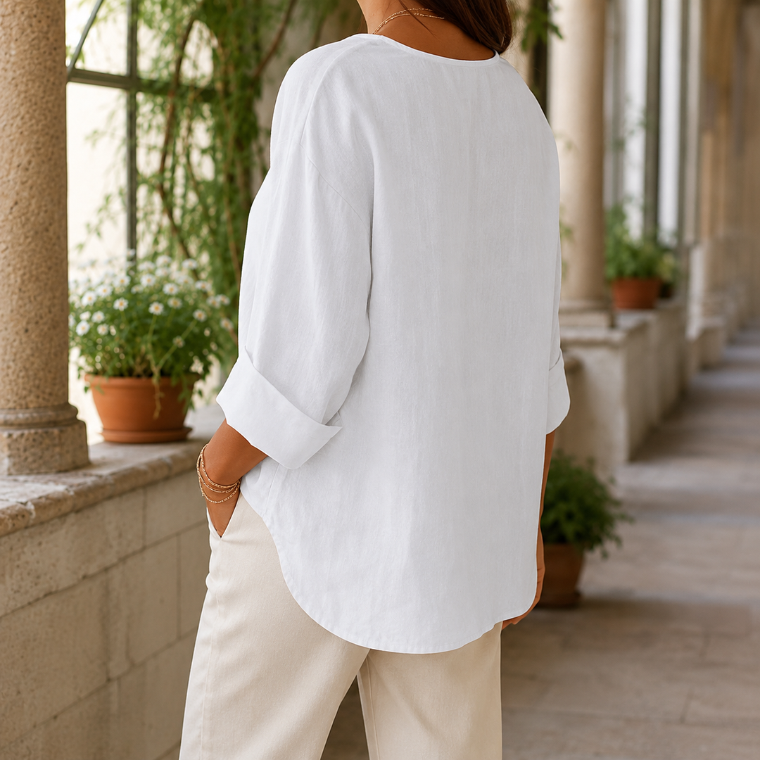 Women's Valencia Button Front Shirt in White | Invictora.com