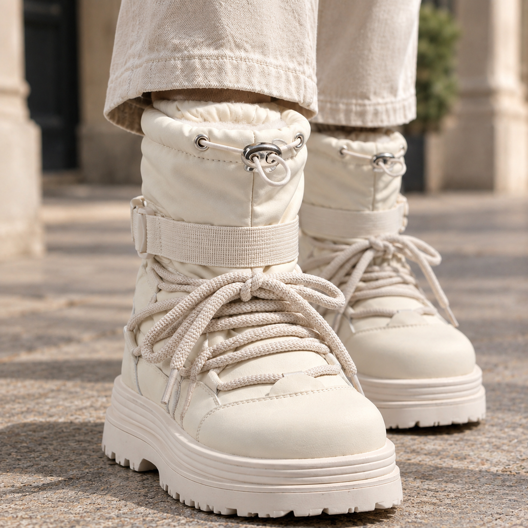 Women's Biagini-Milano Platform Boots in Off White | Invictora.com