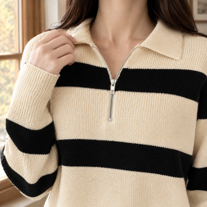 Women's Sofia-Faye Half Zip Sweater in Apricot | Invictora.com