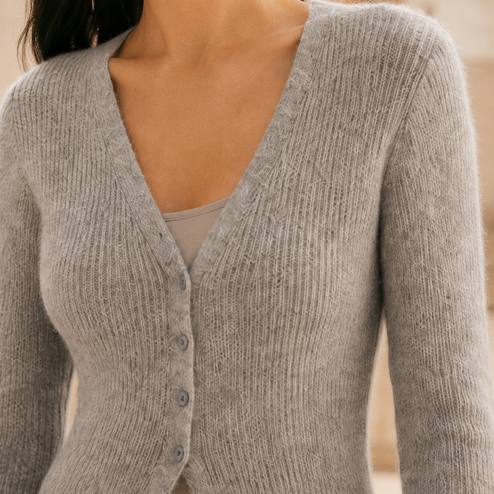 Women's Alba-Faye V Neck Sweater in Gray | Invictora.com