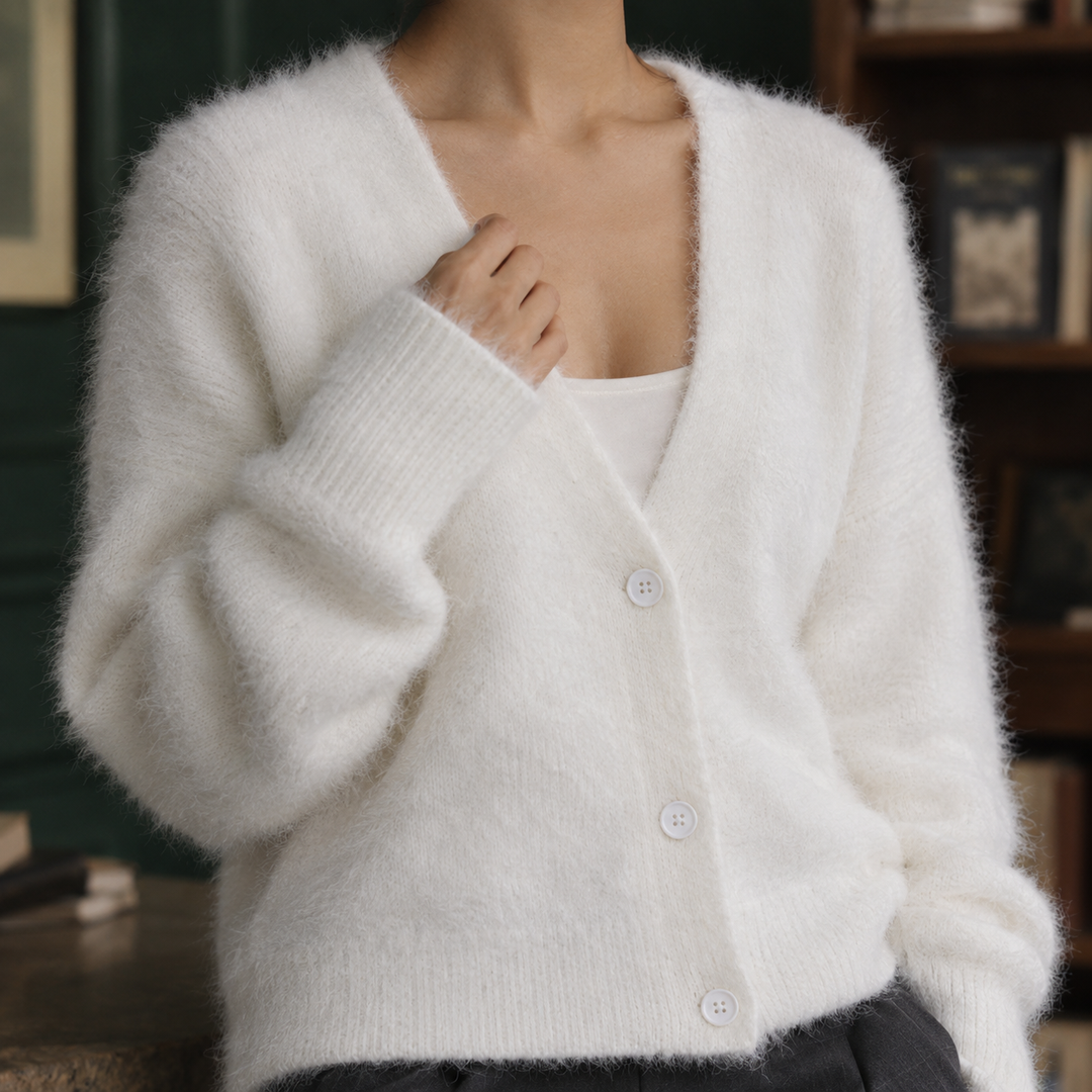 Women's Raven-June Soft Knit Cardigan in Off White | Invictora.com