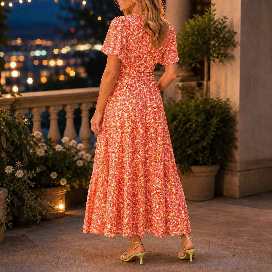 Women's Xenia-Mae Floral Maxi Dress in Orange | Invictora.com