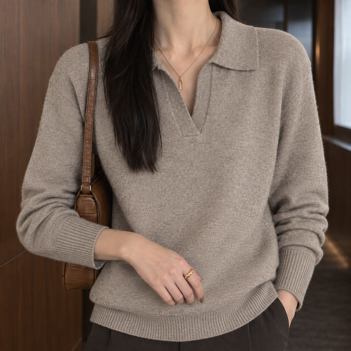 Women's Briony-Hope Polo Sweater in Beige | Invictora.com