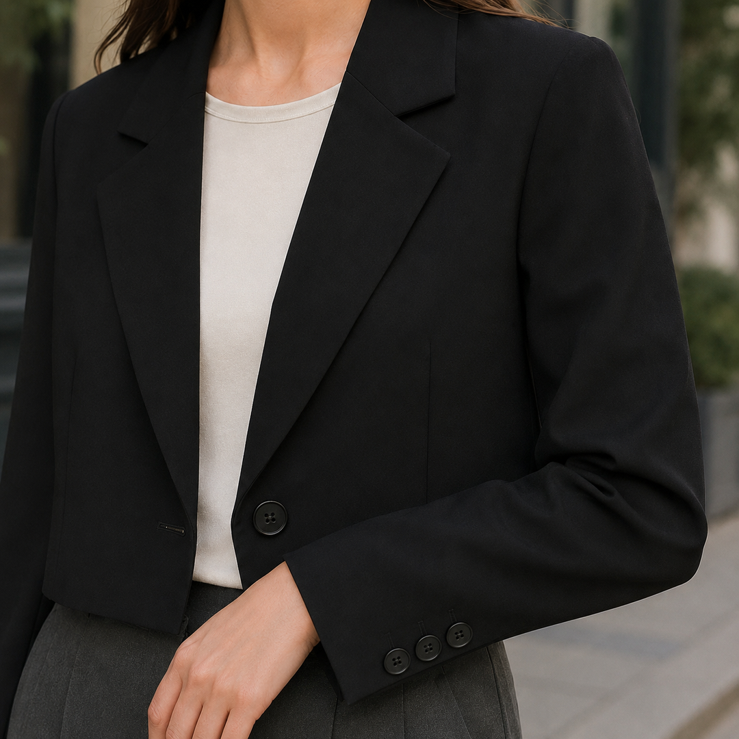Women's Christabel Cropped Blazer in Black | Invictora.com