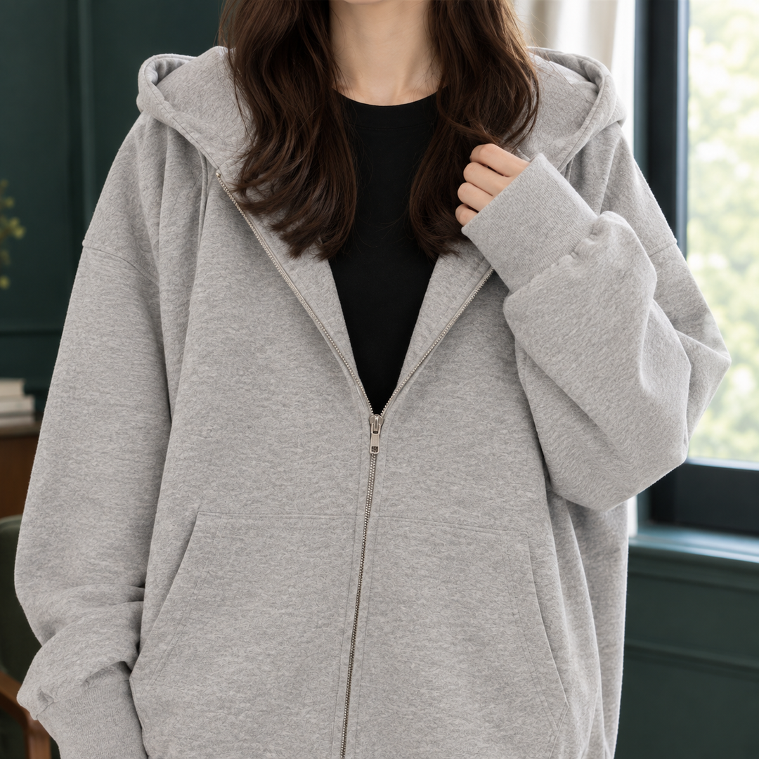 Women's Lavinia-Mae Oversized Zip Hoodie in Gray | Invictora.com