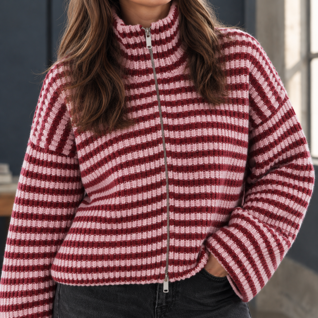 Women's Olive Ribbed Sweater in Red | Invictora.com