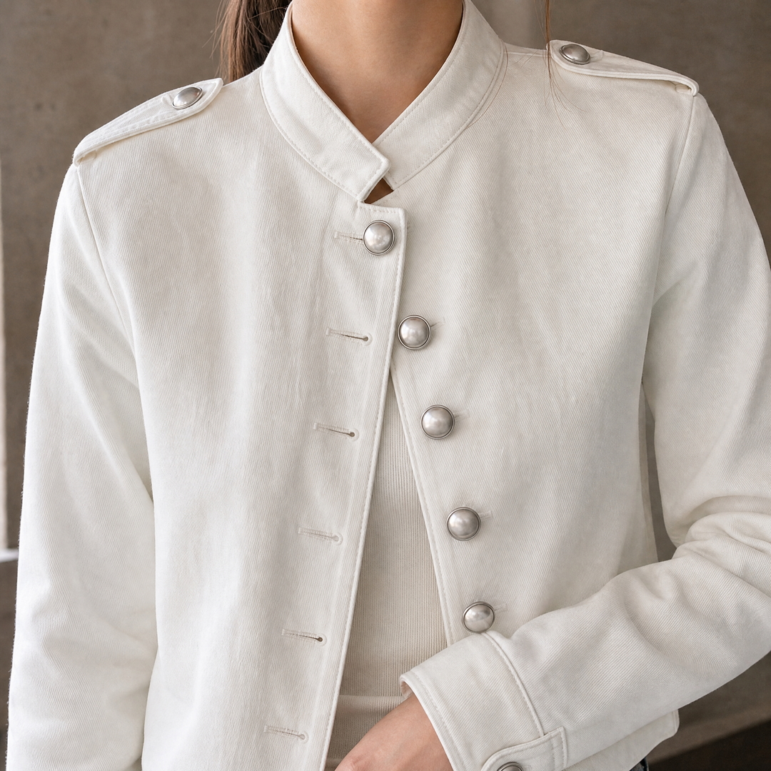 Women's Evelina-Mae Military Jacket in White | Invictora.com