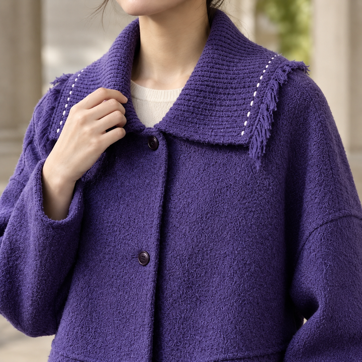Women's Fenna-Skye Textured Wool Jacket in Dark Purple | Invictora.com