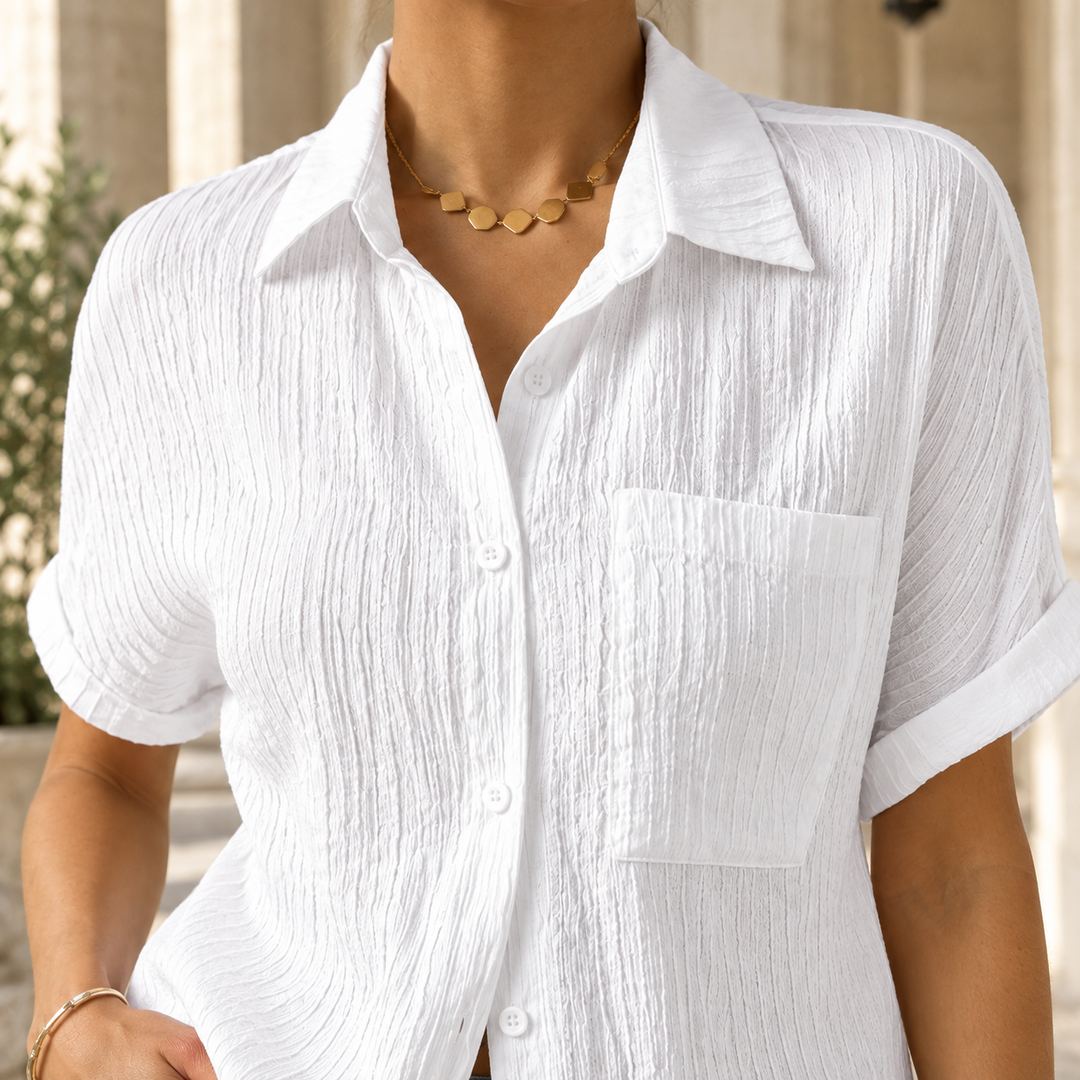 Women's Mirabel Textured Shirt in White | Invictora.com