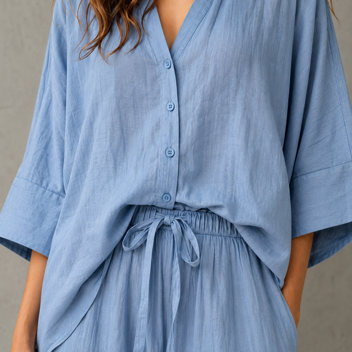 Women's Modesty Relaxed Pants Set in Blue | Invictora.com