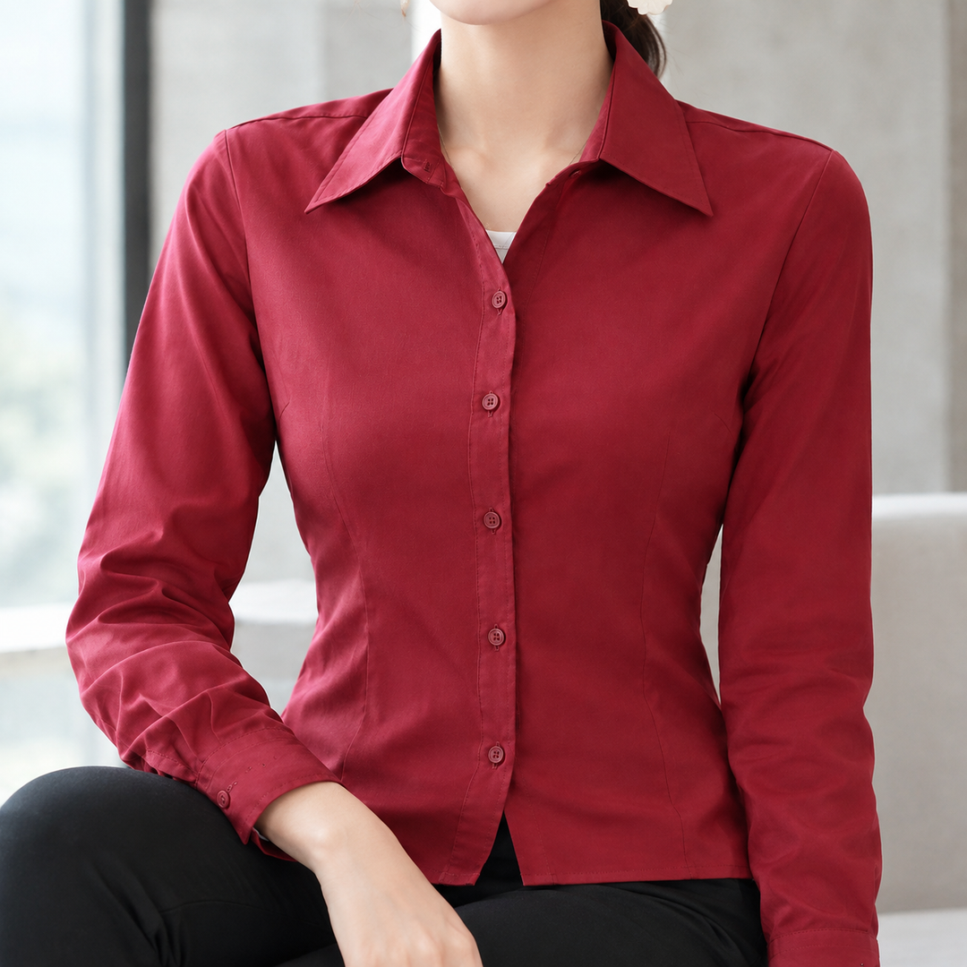 Women's Yolande-Hope Slim Fit Shirt in Burgundy | Invictora.com