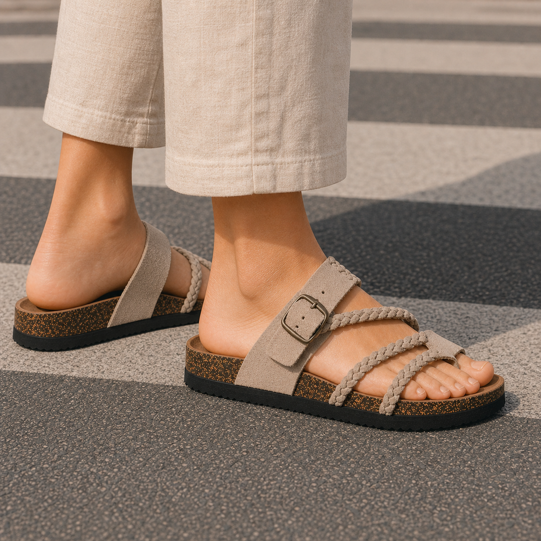 Women's Chianti Braided Sandals in Beige | Invictora.com