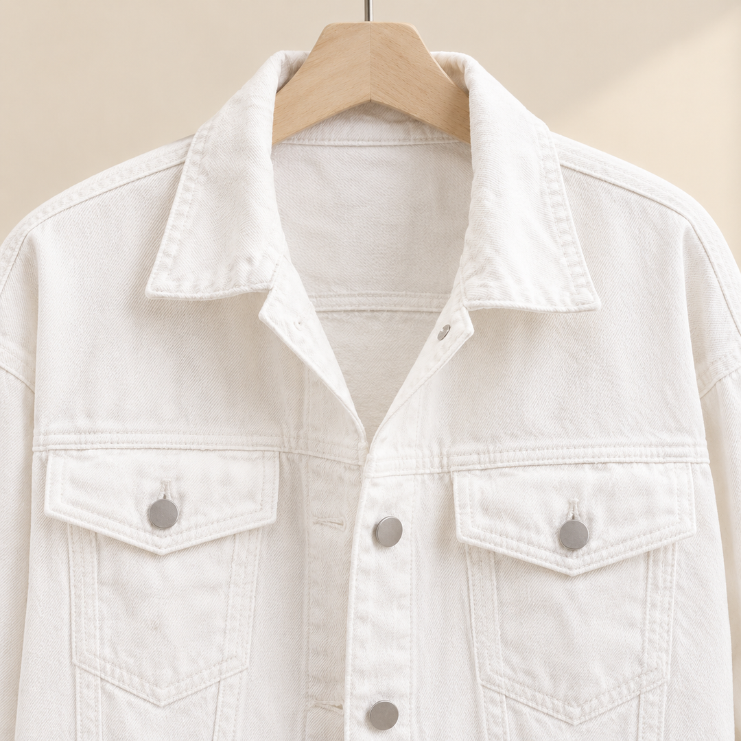Women's Nicolette Denim Overshirt in White | Invictora.com