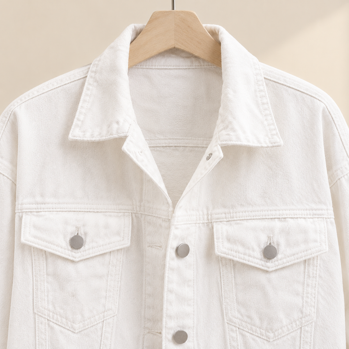 Women's Nicolette Denim Overshirt in White | Invictora.com