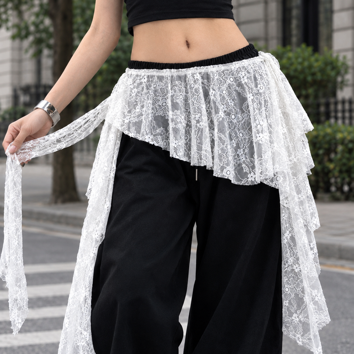 Women's Greta-Pearl Lace Overskirt in White | Invictora.com