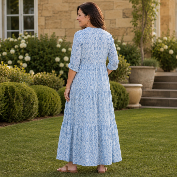 Women's Honora Tiered Maxi Dress in Blue | Invictora.com