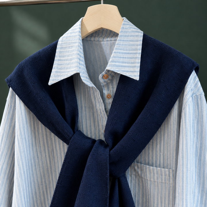 Women's Mackenzie Layered Shirt in Light Blue | Invictora.com