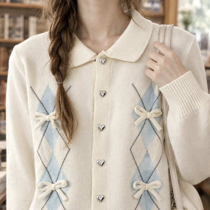 Women's Hazel-Rae Bow Cardigan in White | Invictora.com