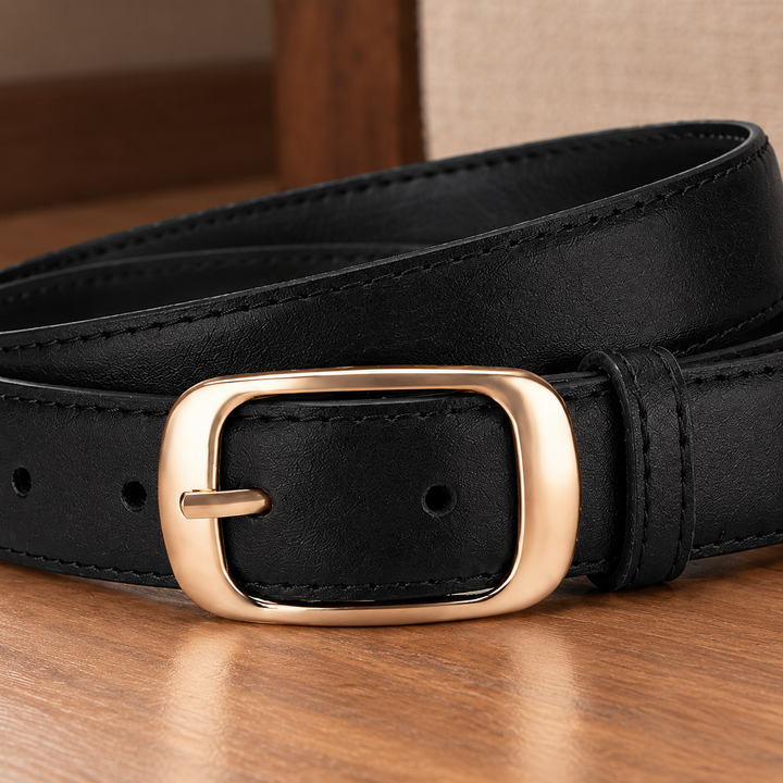 Women's Poggio Gold Buckle Belt in Gold Buckle Caramel | Invictora.com