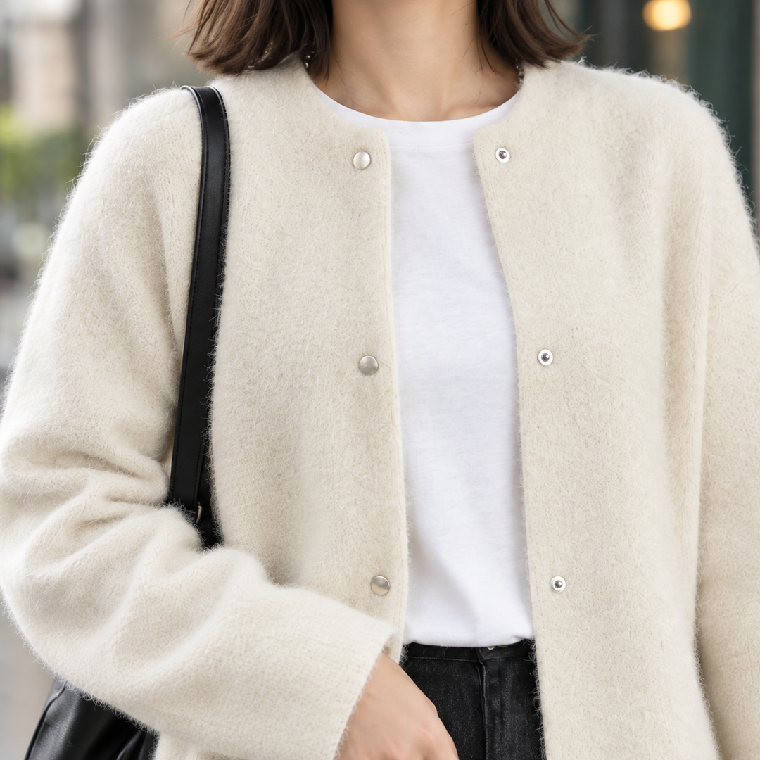 Women's Lillian Brushed Cardigan in Off White | Invictora.com