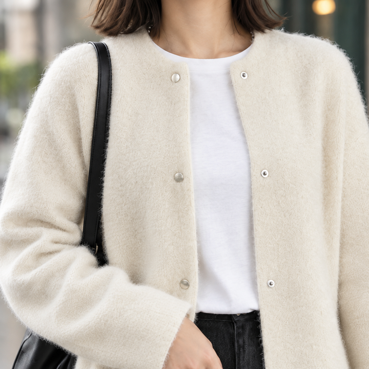 Women's Lillian Brushed Cardigan in Off White | Invictora.com