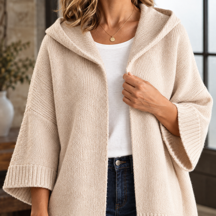 Women's Valerie-Jane Hooded Cardigan in Beige | Invictora.com