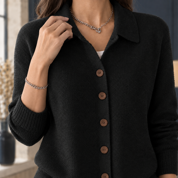 Women's Berenice-Marie Wool Cardigan in Black | Invictora.com
