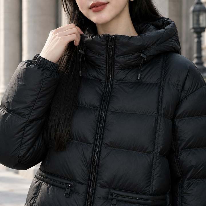 Women's Thalia-Pearl Quilted Jacket in Black | Invictora.com
