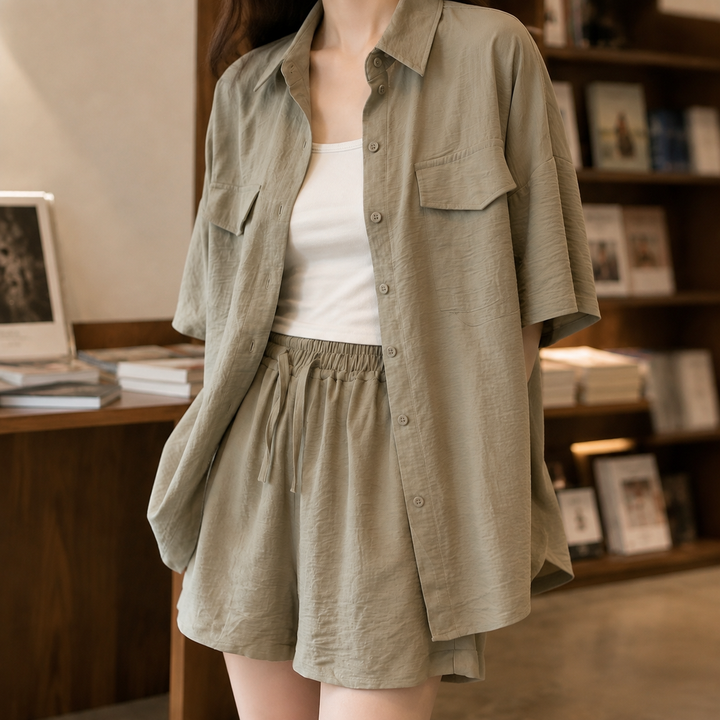 Women's Ernestine Relaxed Set in Khaki | Invictora.com