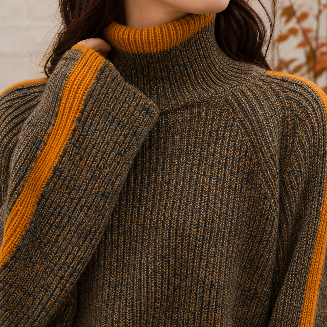 Women's Ilaria-Claire Roll Neck Sweater in Brown | Invictora.com