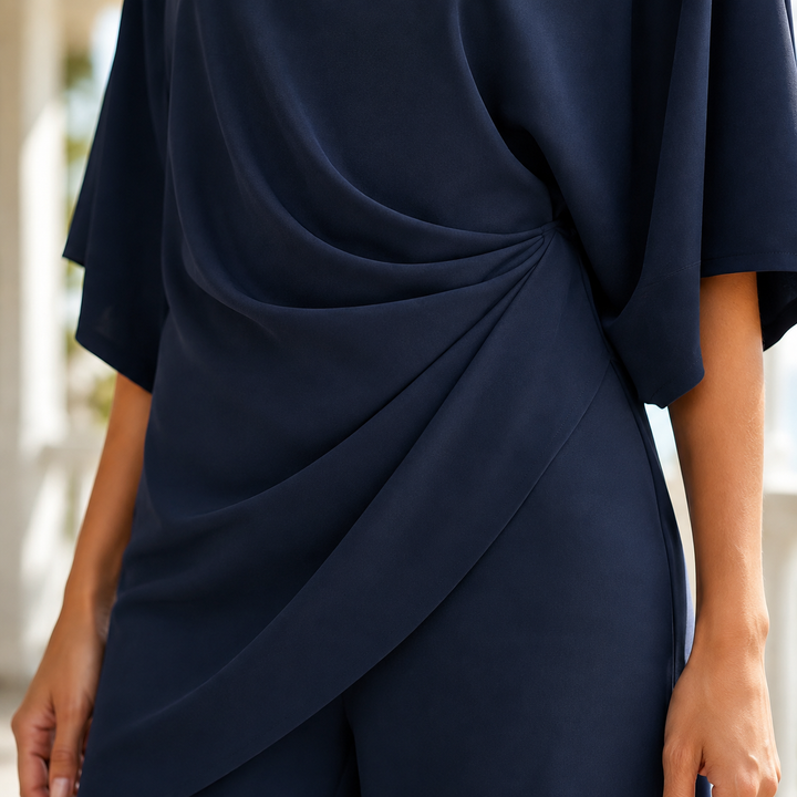 Women's Katia-Sage Draped Set in Navy Blue | Invictora.com
