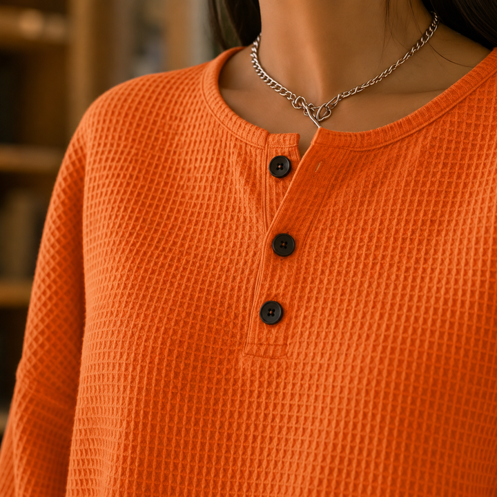 Women's Annabel-Louise Waffle Sweater in Orange | Invictora.com